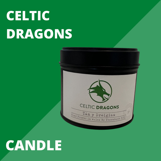 Celtic Dragons Black Tin Candle